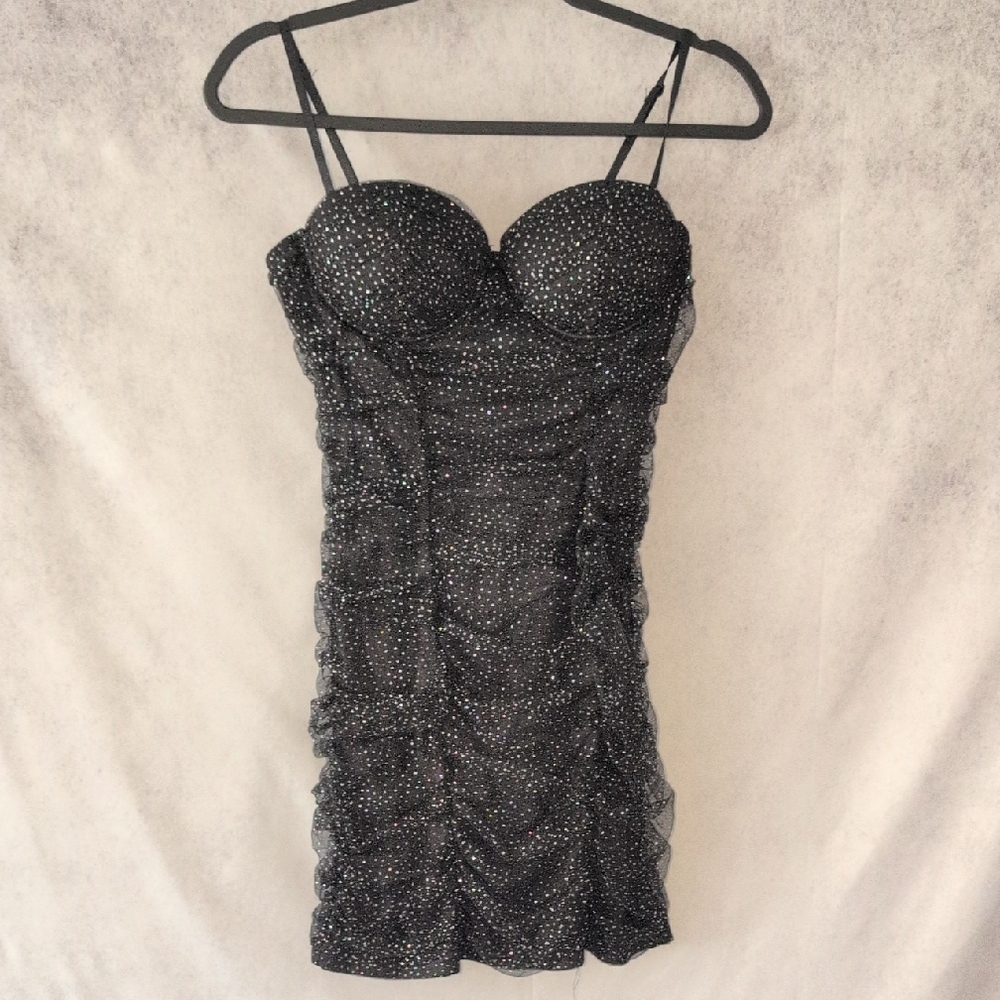 Sparkling Fitted Black Mini Dress